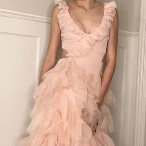 Joyfolie Adrienne Impact Dress Blush Pink 2 XS S Ballet tie back prom formal
